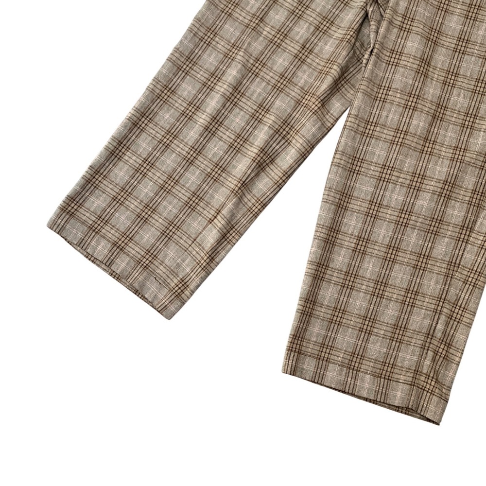Madewell Plaid Pleated Wide Leg Pants Career Office Brown High Rise Womens 10 - Picture 2 of 9